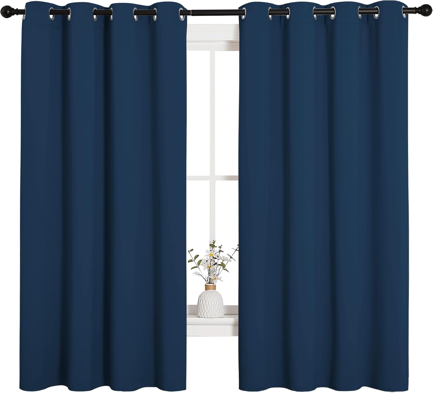 NICETOWN Bedroom Curtain Panels Blackout Draperies, Thermal Insulated Solid Grommet Blackout Curtains/Drapes (Moroccan Blue, 1 Pair, 55…