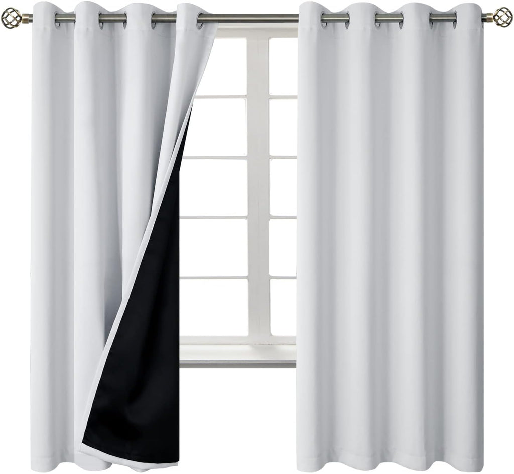 BGment Greyish White 100% Blackout Curtains for Bedroom 69 Inch Length 2 Panels Set, Thermal Insulated Full Light Blocking Grommet Noise Ca…