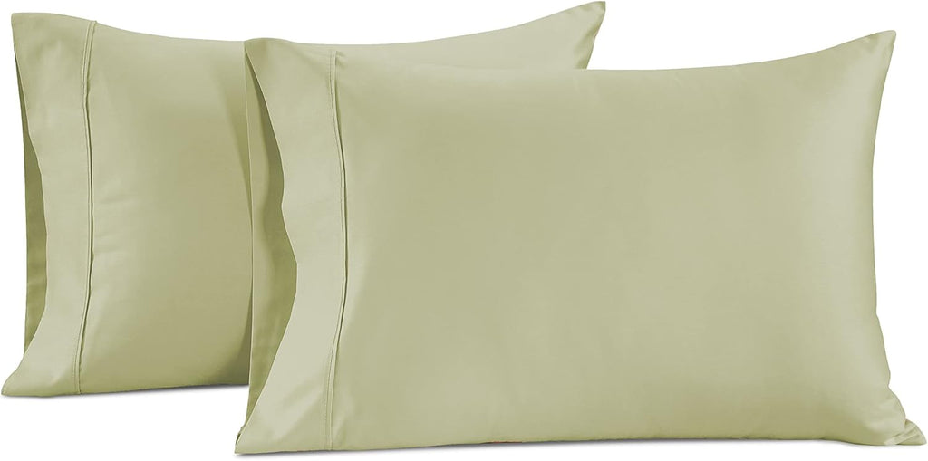 LaneLinen Pillow Case Covers King, Set of 2, 100% Egyptian Cotton Sateen, Soft Cool & Smooth Pillow Cases - Seafoam Cotton