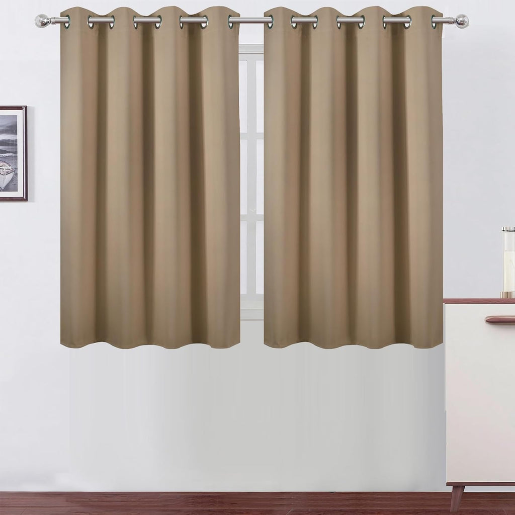 Lemomo Natural Thermal Blackout Curtains/52 x 45 Inch/Set of 2 Panels Room Darkening Curtains 45 Inch silver