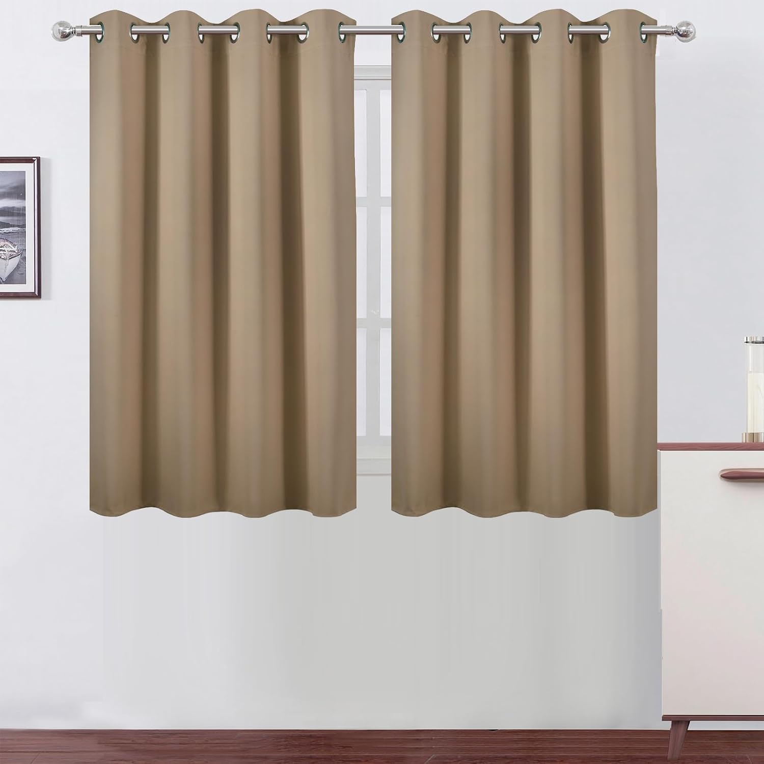 Lemomo Natural Thermal Blackout Curtains/52 x 45 Inch/Set of 2 Panels Room Darkening Curtains 45 Inch silver