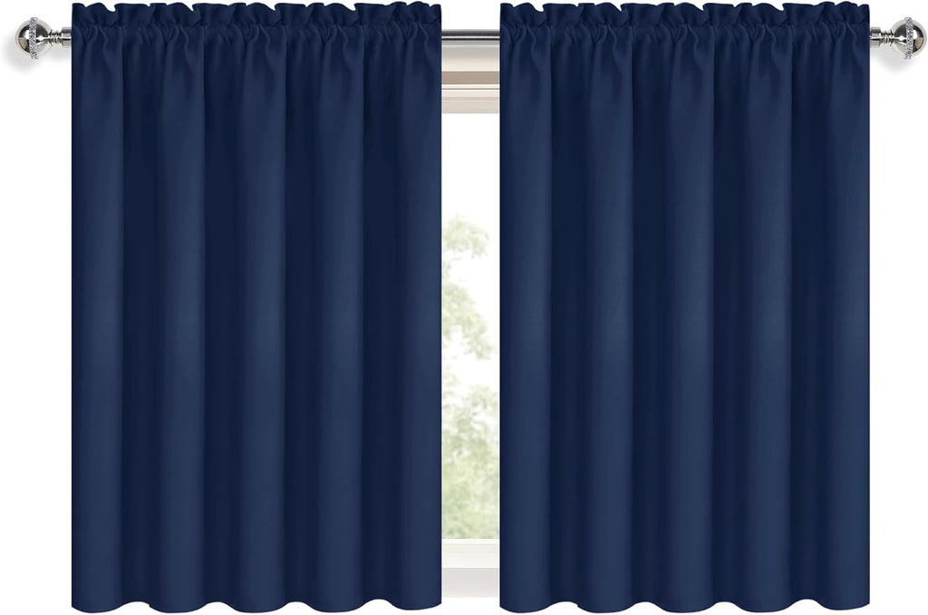 DWCN Short Curtains for Bathroom Windows 36 inches Length 2 Panels Set, Half Window Blackout Curtains for Kitchen, Rod Pocket Energy…