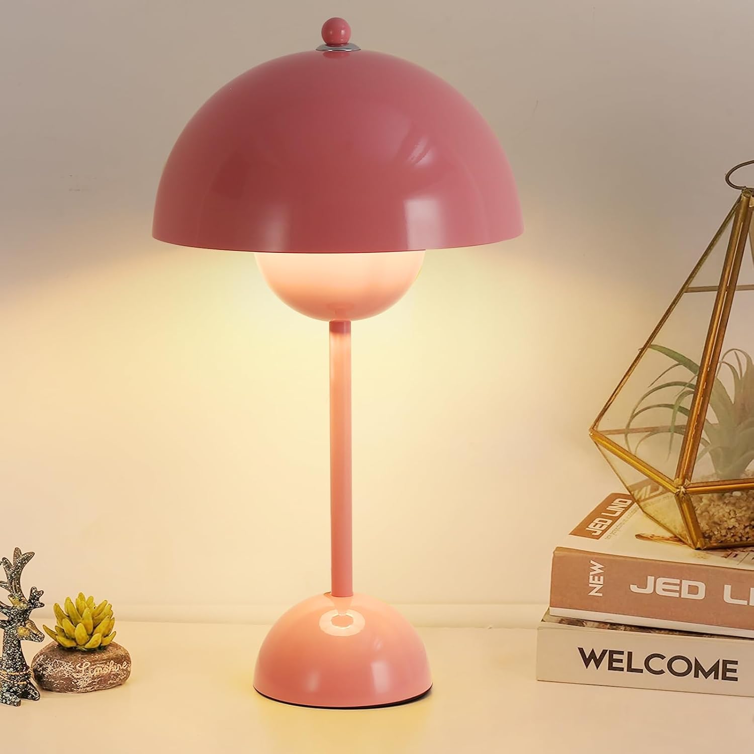 COSYLUX Modern Small Table Lamp for Bedroom, Cute Dome Shade Reflecting Light Reading Lamp for Living Room, Kid's Room, Study, Office…