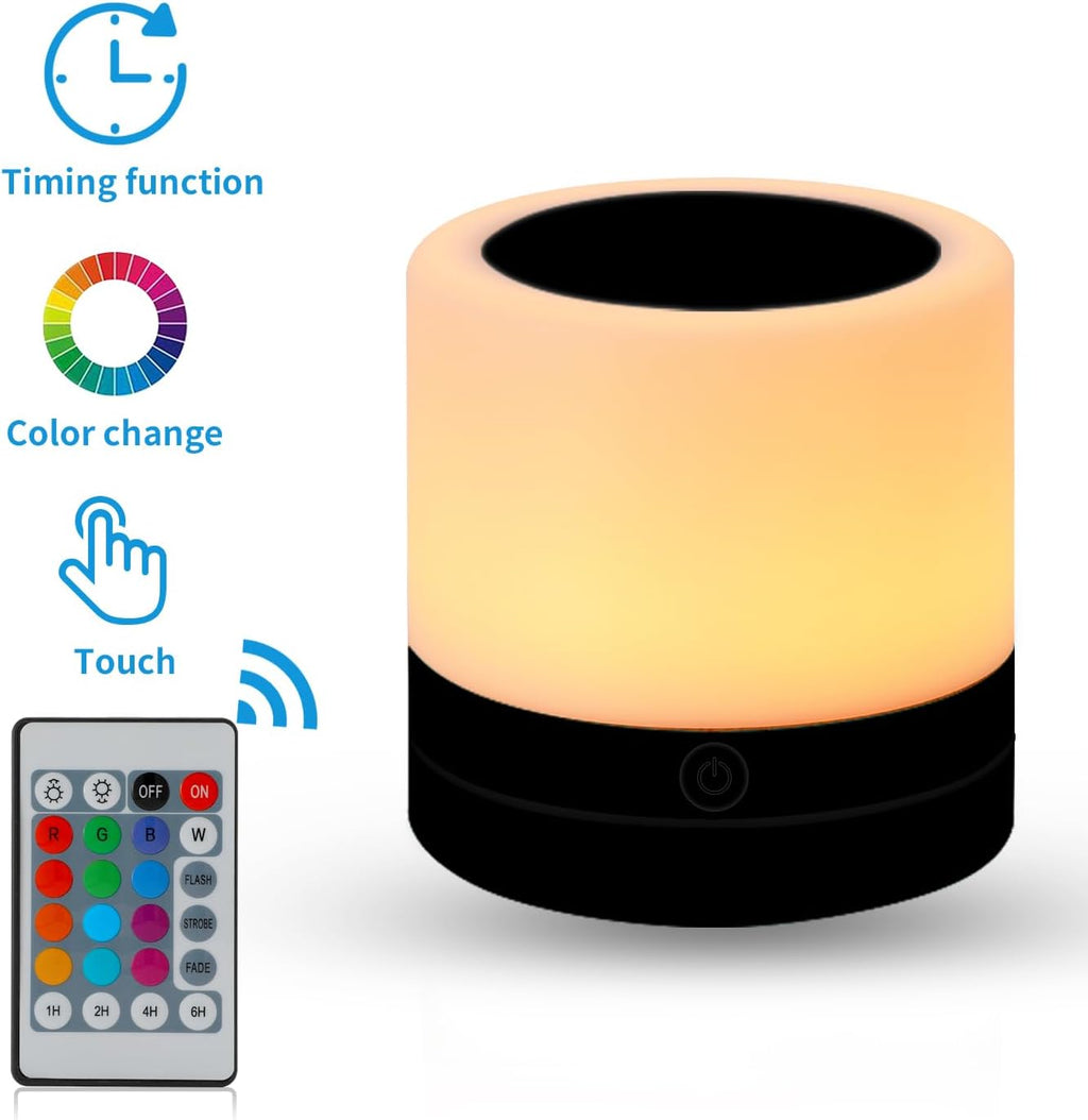 Nursery Night Light for Kids, USB Rechargeable Small Desk Lamp,13 RGB Colors & 4 Brightness & 1 Remote, Touch Bedside Cordless Table…