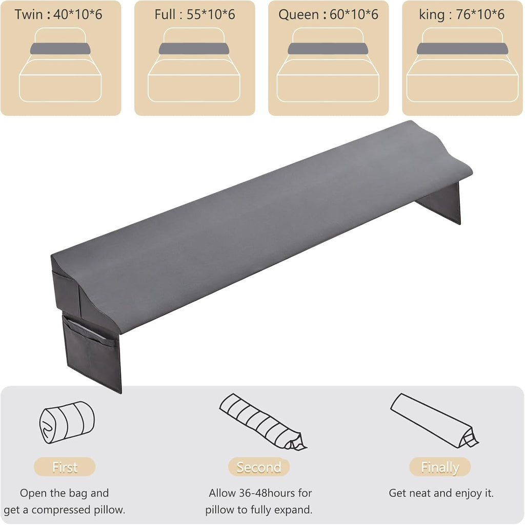 Bed Wedge Pillow for Headboard Gap Filler Full(54"x6"x10")– Triangle Pillow Wedge for Bed, Mattress Wedge Gap Filler for Headboards, Soft…