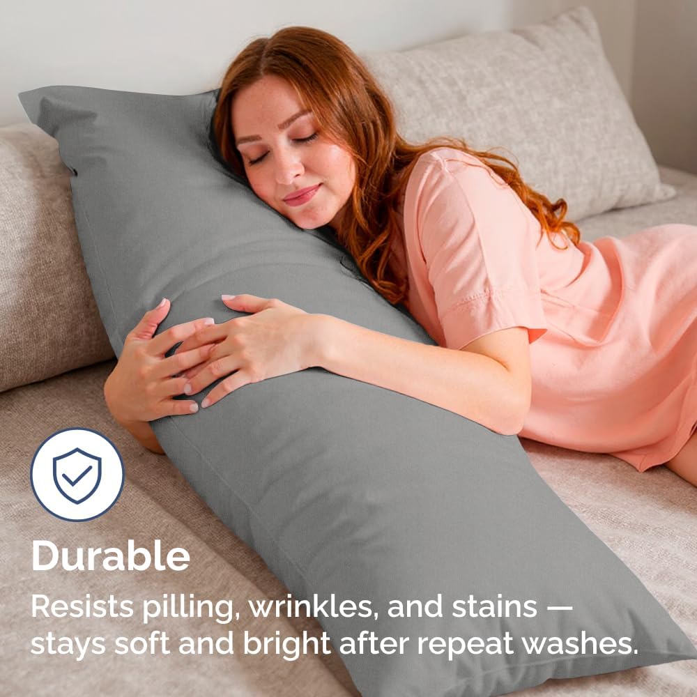 Body Pillowcases Set of 2-20x54 Long Body Pillow Case - Soft Body Pillow Cover for Sleeping & Side Sleepers - Comfy, Wrinkle & Fade Free…
