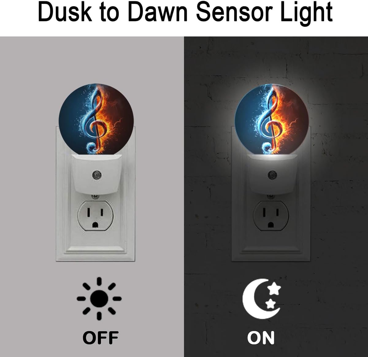 Music Note Night Light Plug-in Sleep Lamp Led Dusk to Dawn Night Light for Bedroom
