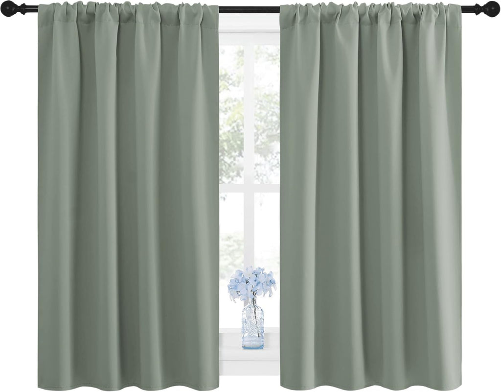 NICETOWN Window Curtains Blackout Drapes - Thermal Insulated Solid Rod Pocket Blackout Curtains/Draperies for Living Room (Sage Green…