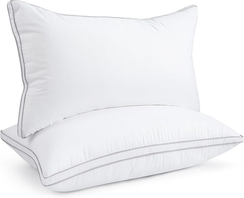 viewstar Bed Pillows Set of 2, Firm Support Down Alternative Gusseted Pillows for Side, Back, or Stomach Sleepers, White, 19" x 33"