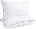 viewstar Bed Pillows Set of 2, Firm Support Down Alternative Gusseted Pillows for Side, Back, or Stomach Sleepers, White, 19" x 33"