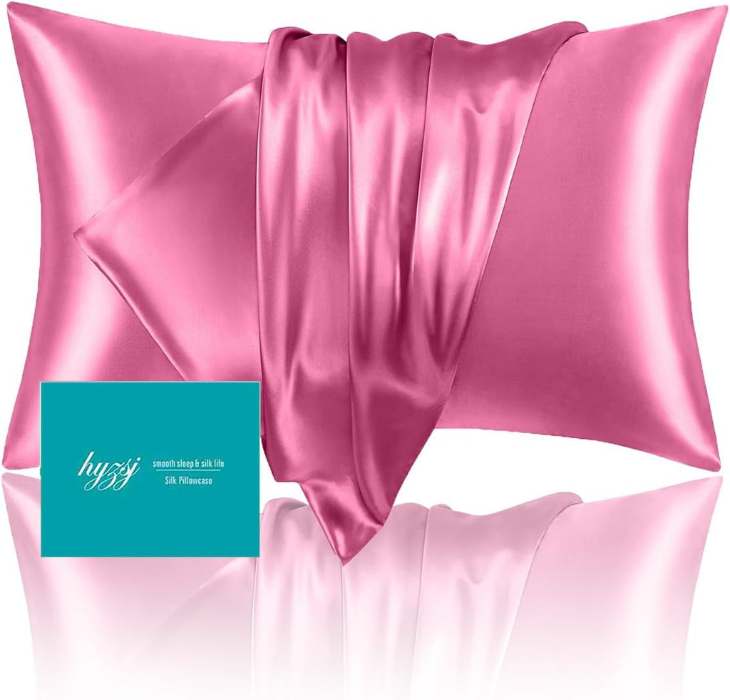 Mulberry Silk Pillow Cases Queen Size with Hidden Zipper, Ultra Smooth and Soft Breathable Cooling Silk Satin Pillowcase for Hair and…