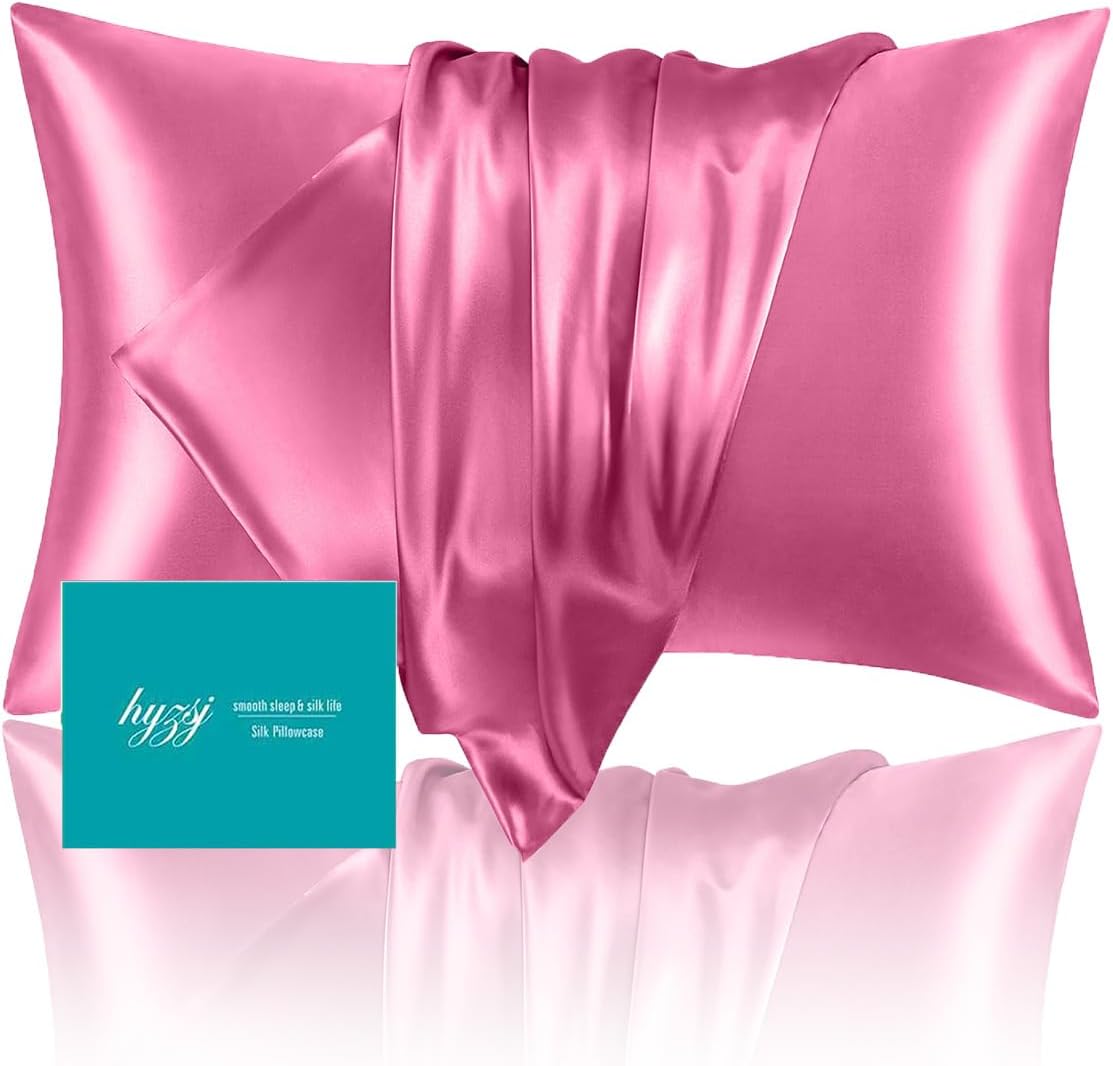 Mulberry Silk Pillow Cases Queen Size with Hidden Zipper, Ultra Smooth and Soft Breathable Cooling Silk Satin Pillowcase for Hair and…