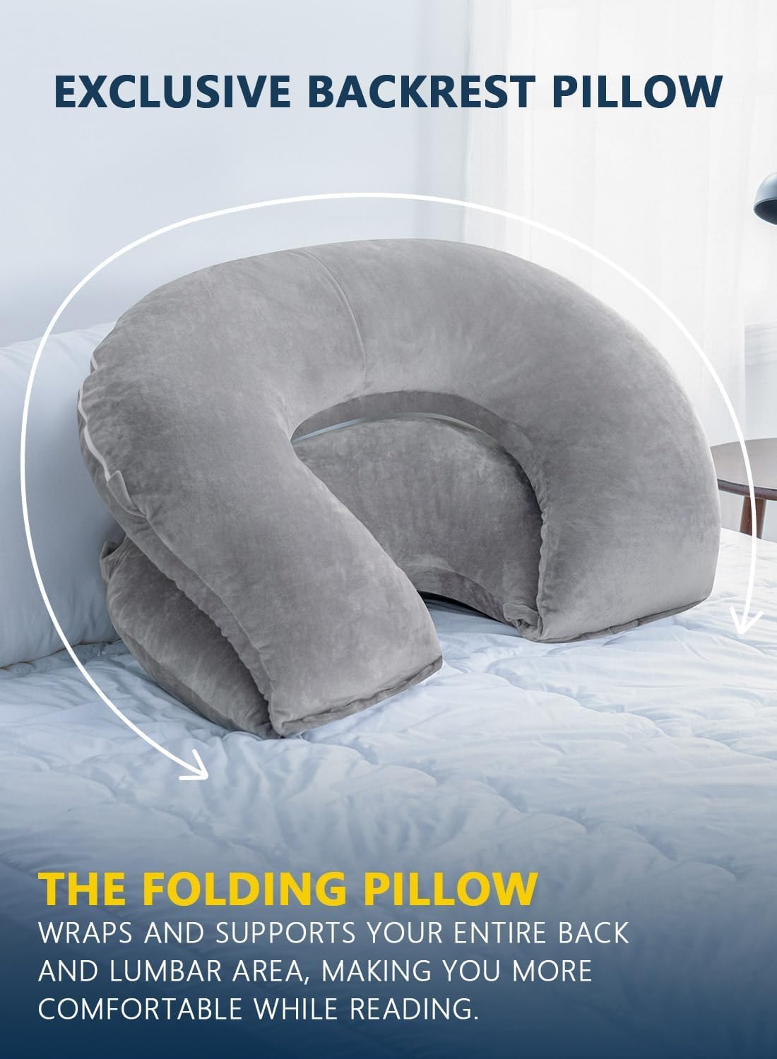Insen Reading Pillow, Back Pillow for Sitting in Bed for Reading, Nurse & Relax, Reading Pillow for Adults, Moms & Kids, Sit Up Pillow for…