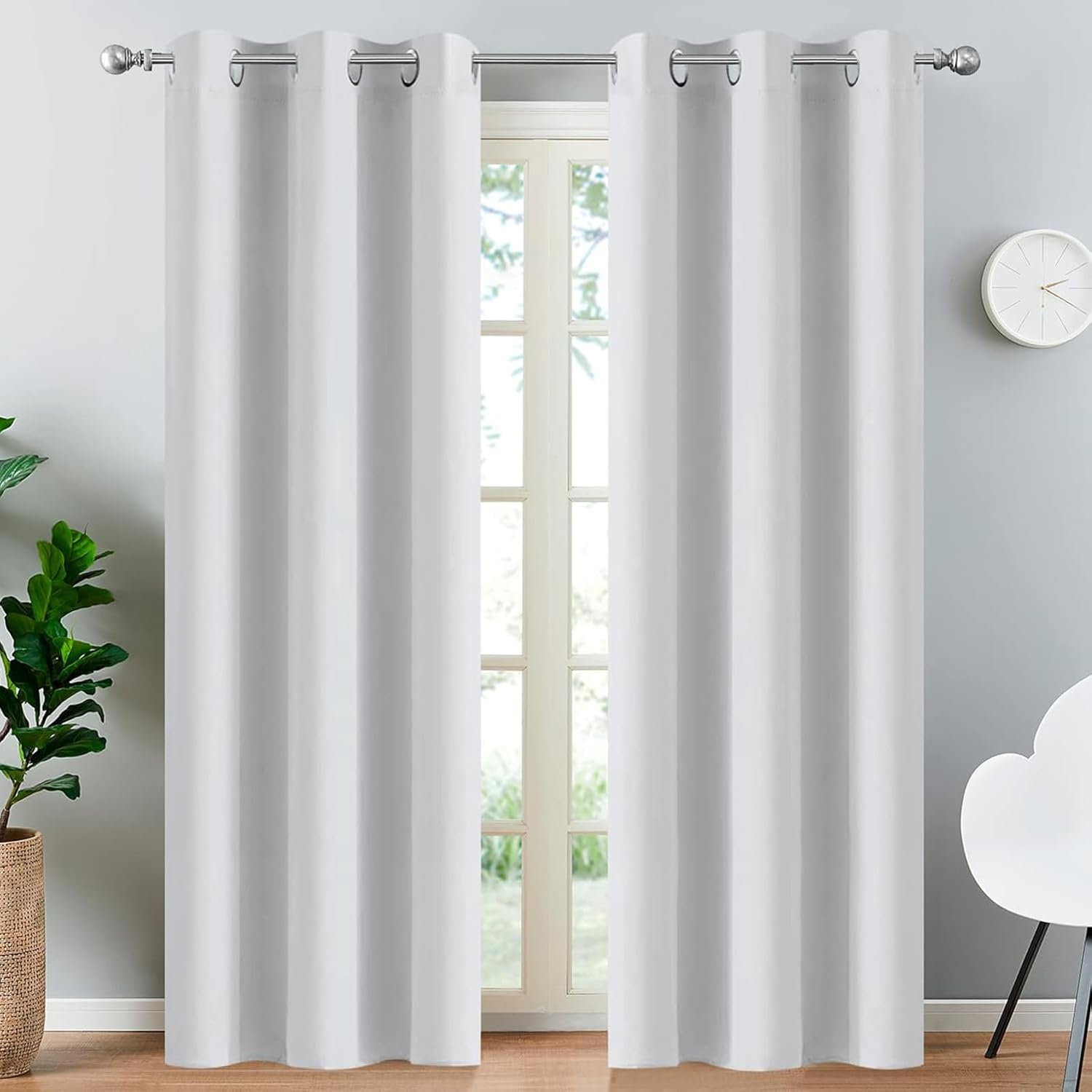 Yakamok 90 Inch Length Room Darkening Drapes Blackout Curtains for Bedroom, Thermal Insulated Grommet Curtain Panels for Living Room,38W x…