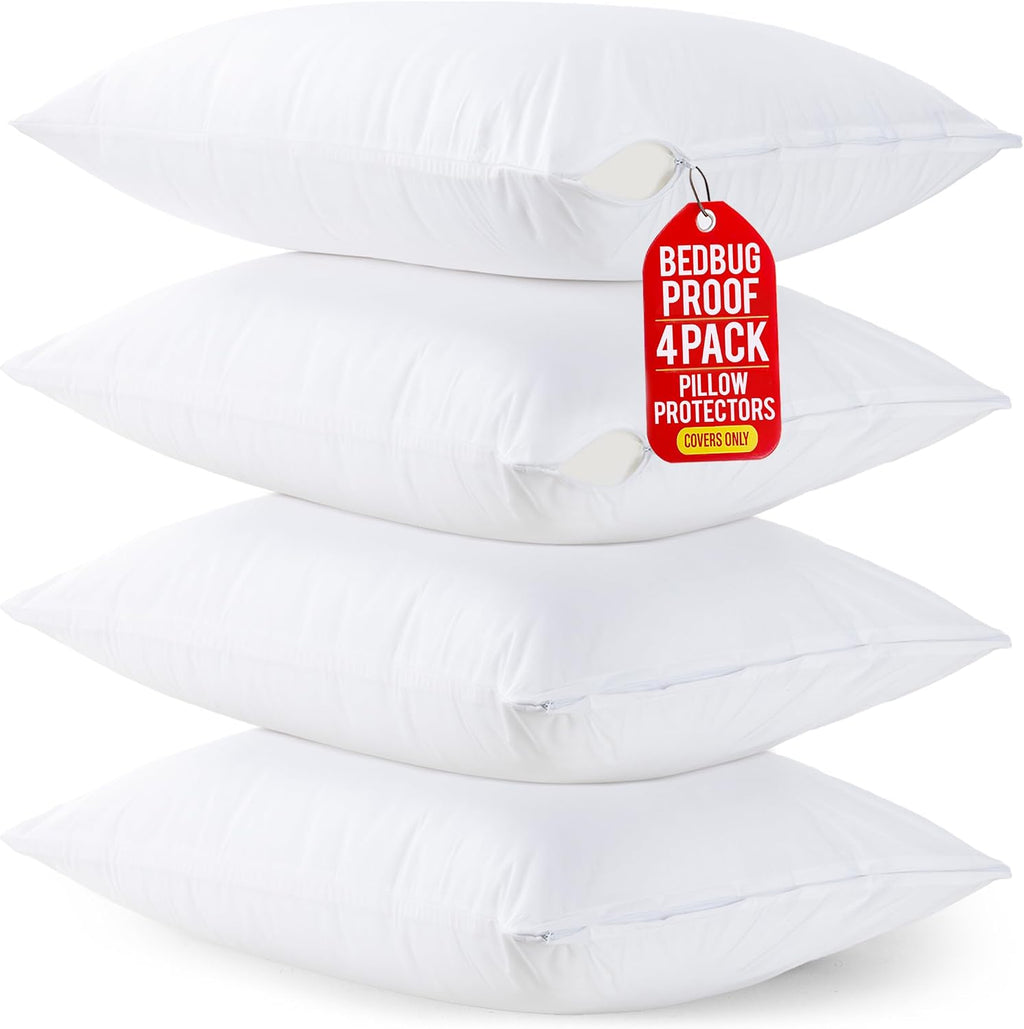 Utopiabedding Set of 4 Pillow Protectors with Zipper Toddler Size, Bed Bug and Dust Mite Proof Pillow Covers, Ultra Soft Pillow Encasements…