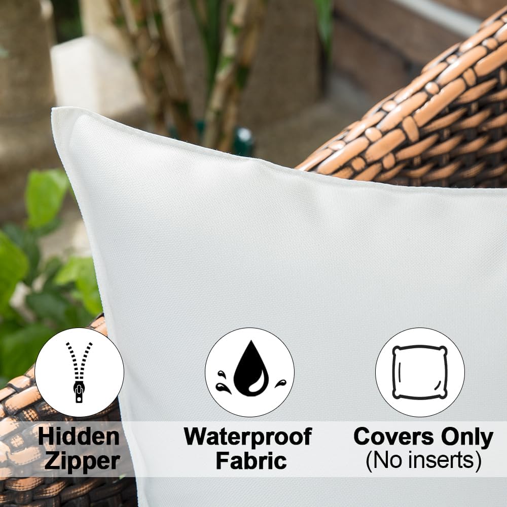 MIULEE Pack of 2 Decorative Outdoor Waterproof Pillow Covers Square Garden Cushion Sham Throw Pillowcase Shell for Spring Patio Tent…