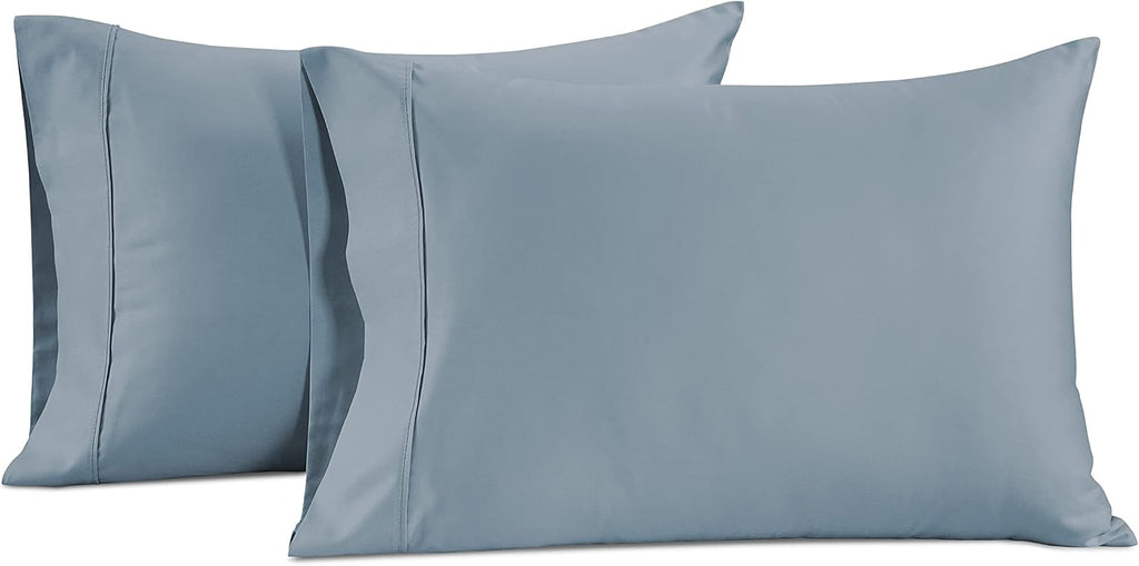 LaneLinen LANE LINEN Pillow Case Covers King Set of 2 100% Egyptian Cotton Sateen Soft Cool & Smooth Cases - French Blue Cotton Blue