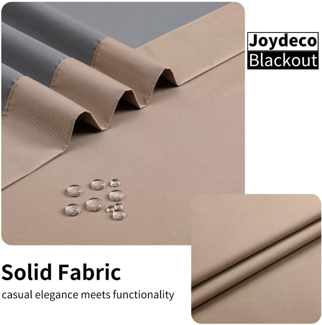 Joydeco Taupe Curtains 96 Inches Long for Bedroom, 100% Blackout Curtains 96 Inches Long for Living Room, Grommet Thermal Insulated 96…
