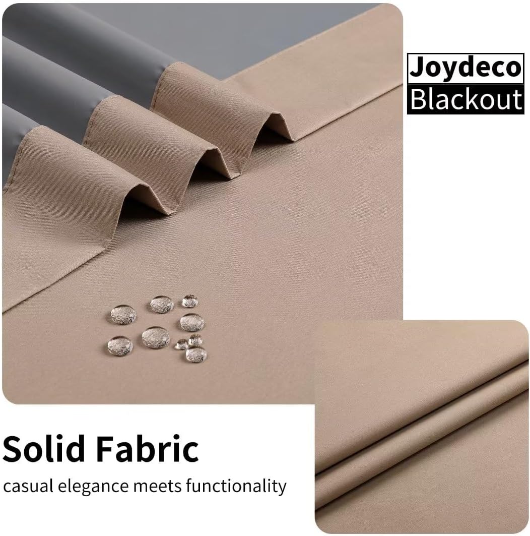 Joydeco Taupe Curtains 96 Inches Long for Bedroom, 100% Blackout Curtains 96 Inches Long for Living Room, Grommet Thermal Insulated 96…