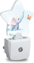 Star Night Light Plug in, Elephant Butterfly Dusk to Dawn Sensor Night Light, Soft Glow Lamp for Kids Bedroom Nursery Hallway Bathroom…