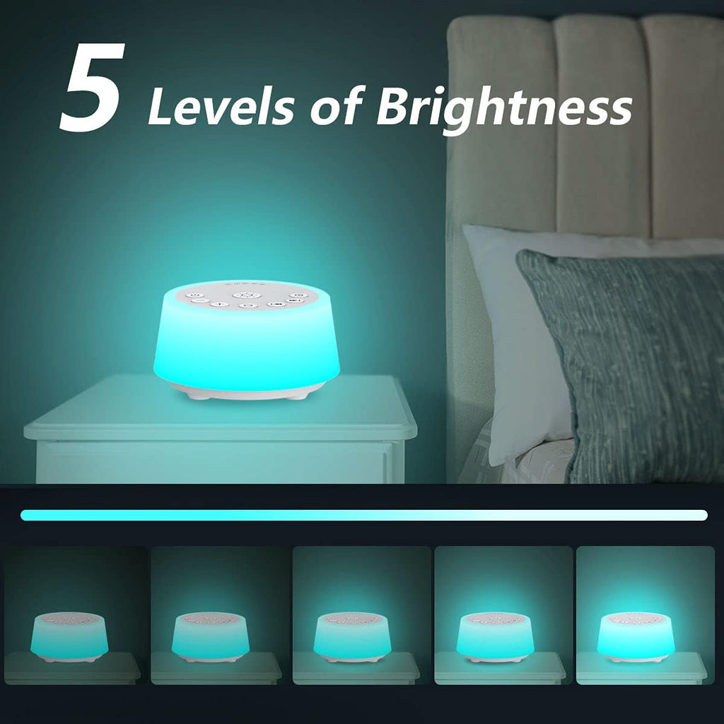 Color Noise Sound Machines with 10 Colors Night Light 25 Soothing Sounds and Sleep White Noise Machine 32 Volume Levels 5 Timers…