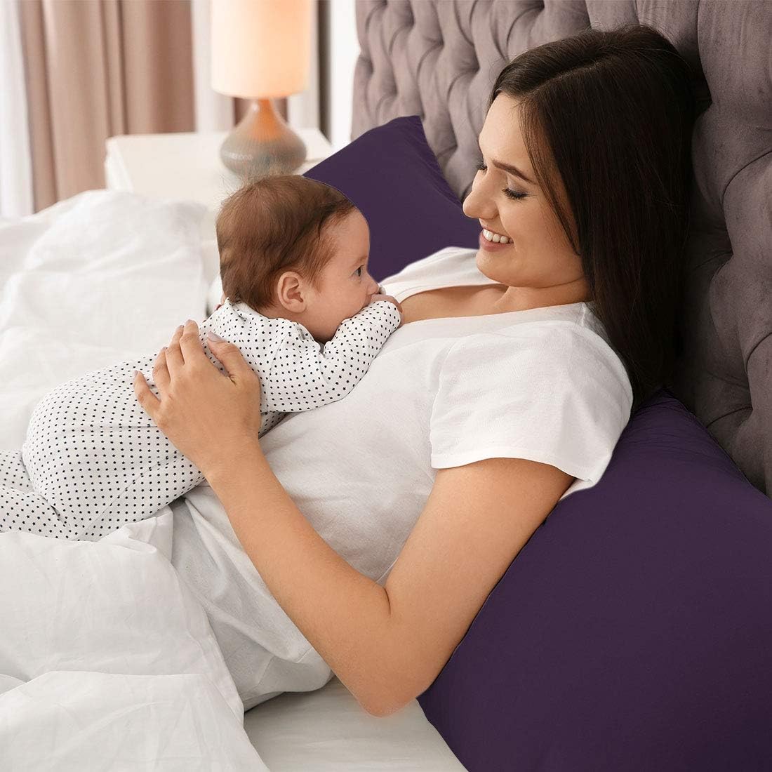 PiccoCasa Body Pillow Cover with Zipper Closure, 110 GSM Brushed Microfiber, Soft Long Cases for Body Pillows (20"x54") Plum cotton