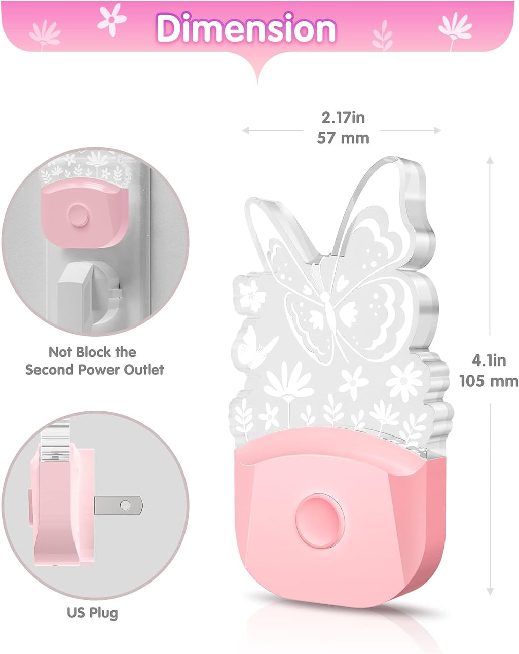L LOHAS LED Kids Night Light, Butterfly Night Light for Kids, Dusk to Dawn Night Lights, RGB+Soft White 3000K, Nightlight for Girls Room…