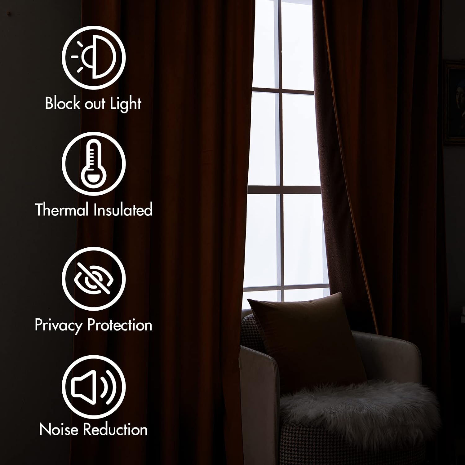 Miulee Velvet Curtains 96 inches 2 Panels - Luxury Blackout Curtains for Bedroom Living Room Thermal Insulated Super Soft Window Drapes Rod…