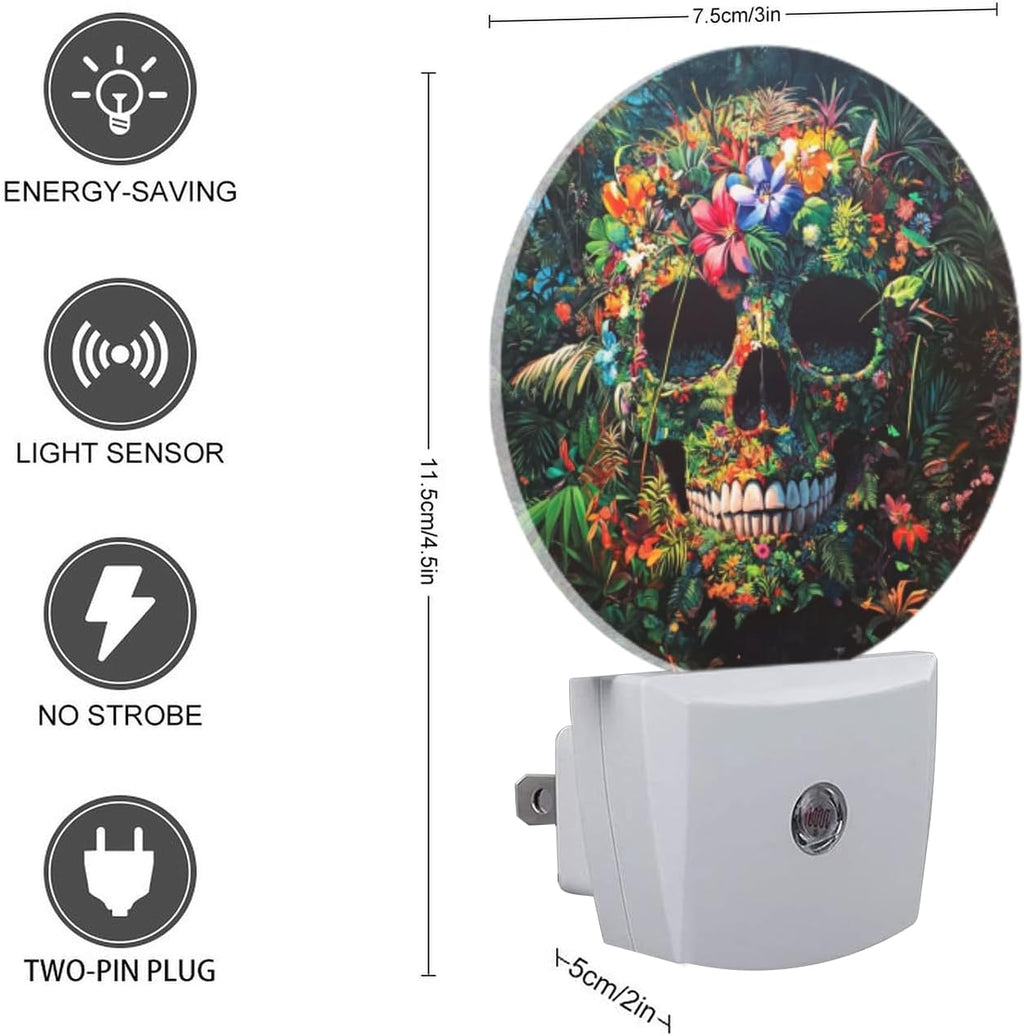 LED Night Lights Lamp with Dusk to Dawn Sensor, Exquisite Tropical - Flowered Skeleton Night Light Plug Into Wall for Kids Room, Bedroom…