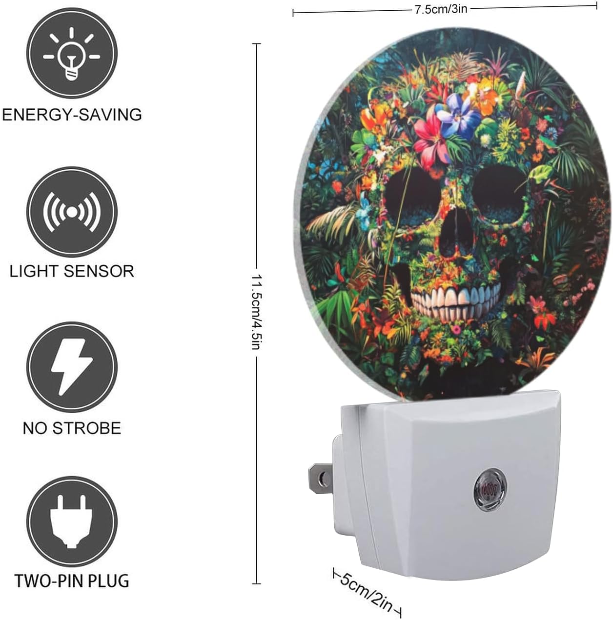 LED Night Lights Lamp with Dusk to Dawn Sensor, Exquisite Tropical - Flowered Skeleton Night Light Plug Into Wall for Kids Room, Bedroom…