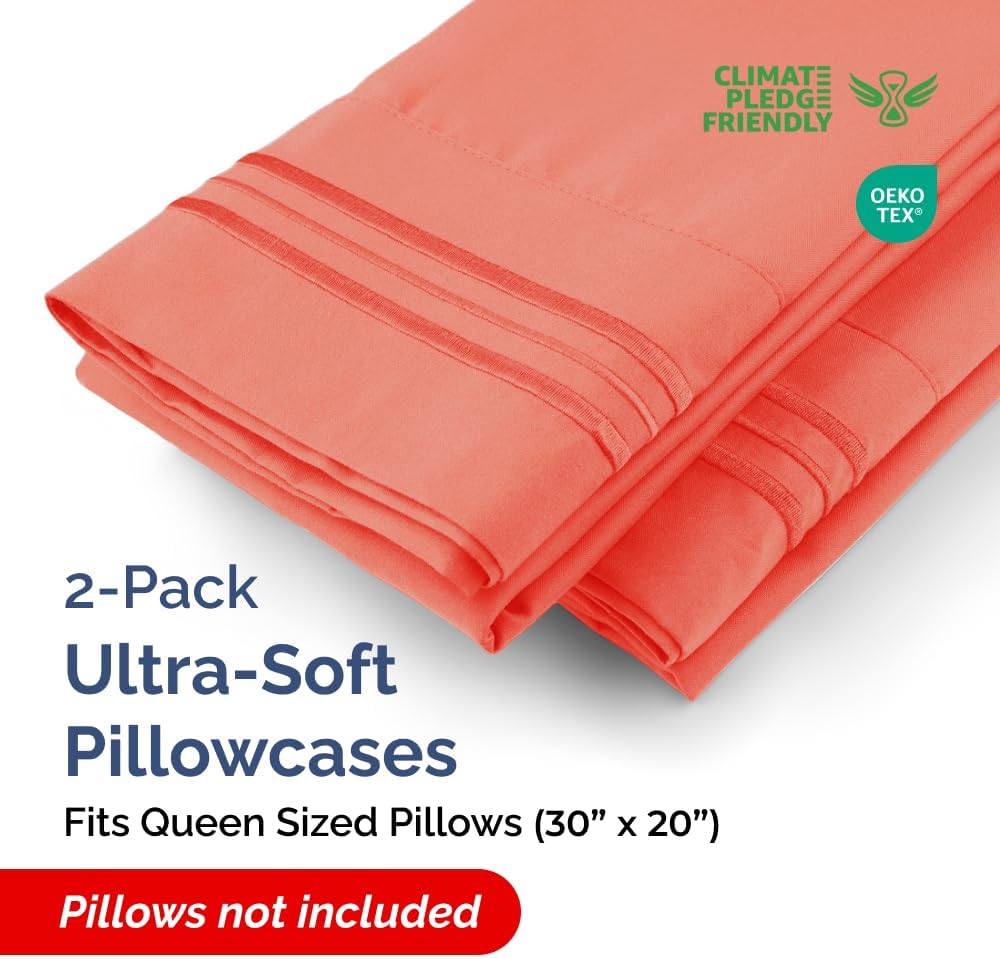 Queen Pillow Cases Set of 2 - Ultra Soft Hotel Quality Pillowcase Covers - Comfy, Cozy & Wrinkle Free - Shrinkage, Stain and Fade…