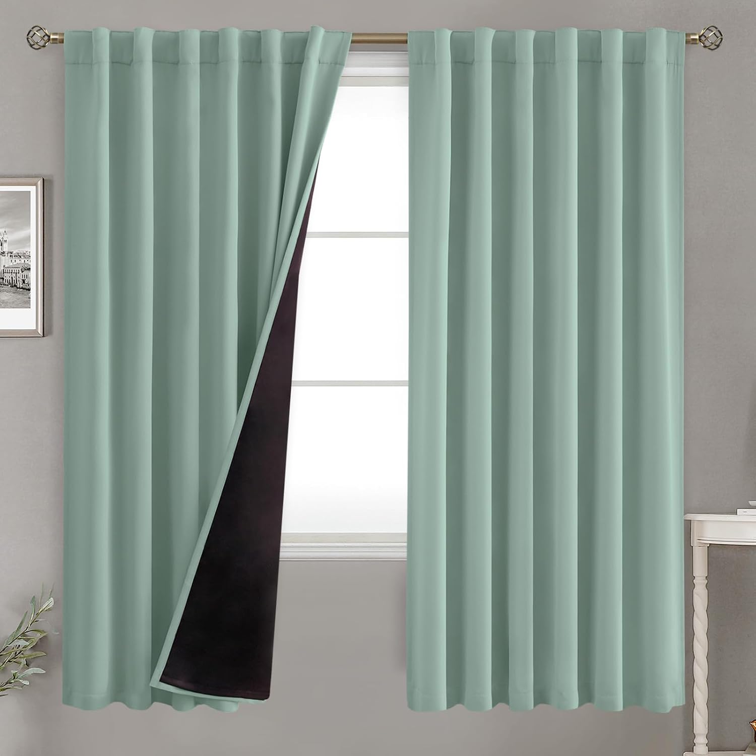 BGment Blackout Curtains with Thermal Insulation Liner Curtains 72 Inches Long, Rod Pocket and Back Tab Double Layer Room Darkening…