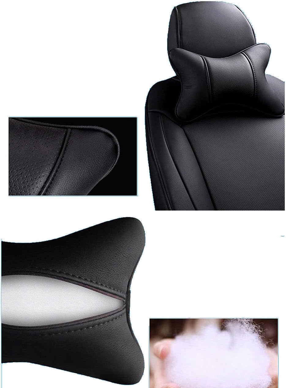 Professinalcaraccessories Car Neck Pillows Both Side Pu Leather 2pieces Pack Headrest Fit for Most Cars Filled Fiber Universal Car Pillow (…