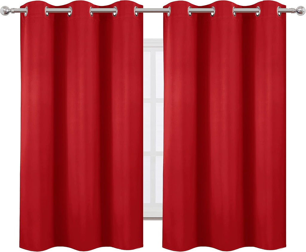 Lemomo Blackout Curtains 38 x 54 inch/Bright Red Curtains Set of 2 Panels/Thermal Insulated Room Darkening Bedroom Curtains 54 inch Red