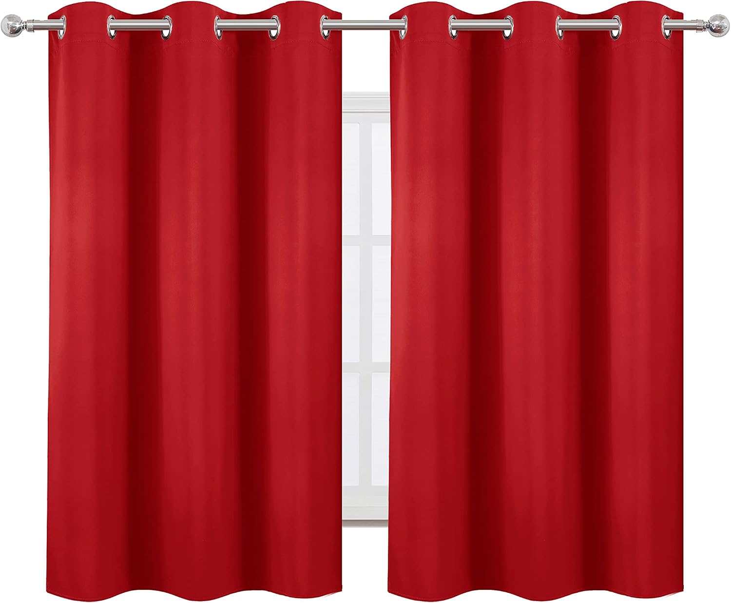Lemomo Blackout Curtains 38 x 54 inch/Bright Red Curtains Set of 2 Panels/Thermal Insulated Room Darkening Bedroom Curtains 54 inch Red