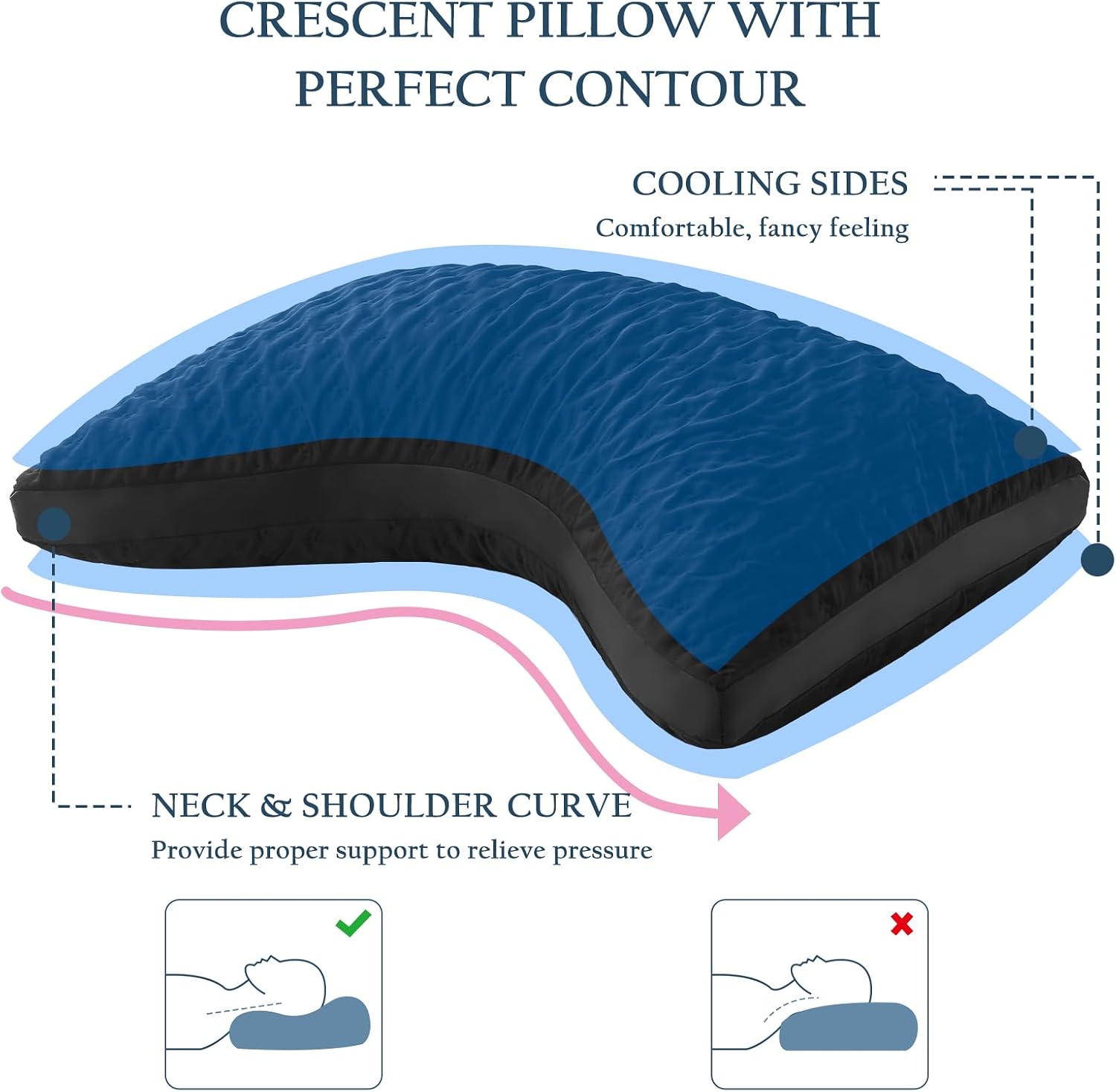 Cooling Sleeper Pillow for Neck and Shoulder Pain, Luxury Adjustable Shredded Memory Foam Curved Gusseted Crescent Pillow for Side and…