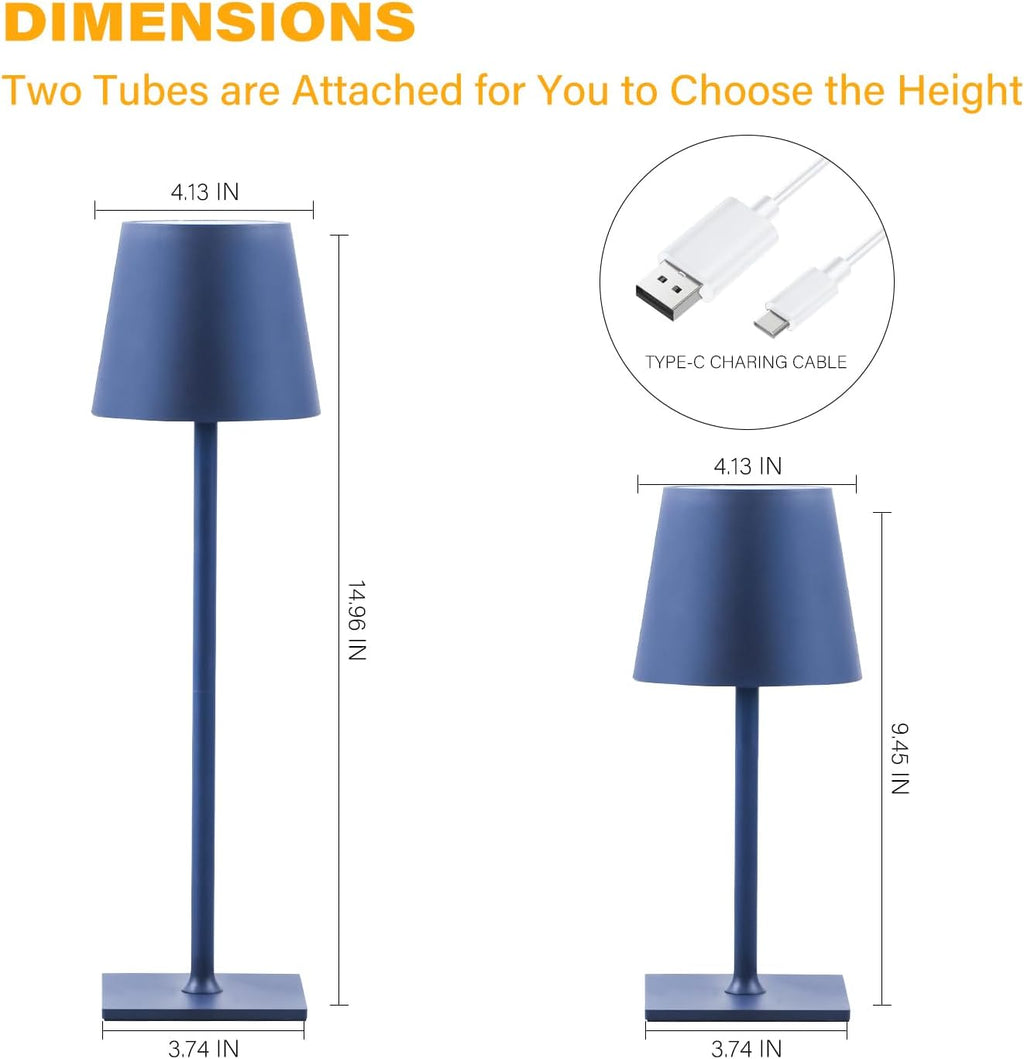CHLORANTHUS 2 Pack Cordless Table Lamps, 3 Colors Stepless Dimming, 5000mAh Rechargeable Battery LED Desk Lamp for Bedroom/Couple…