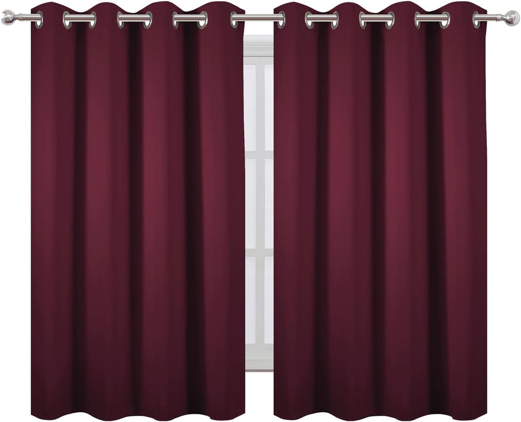 Lemomo Blackout Curtains 66 x 54 Inch Long Burgundy Red Curtains Set of 2 Panels Room Darkening Curtains for Bedroom and Living Room 54 Inc…