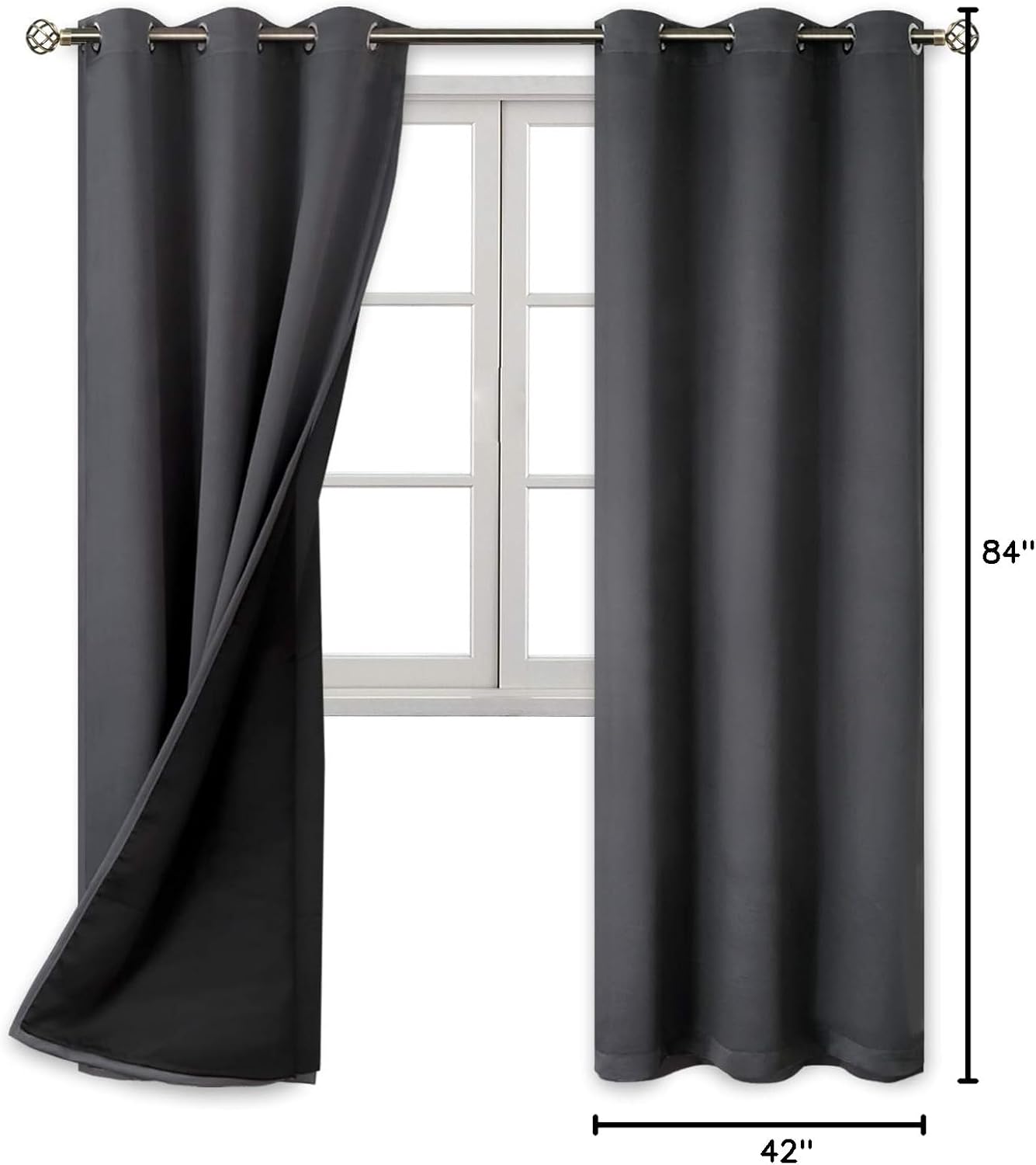 BGment Thermal Insulated 100% Blackout Curtains for Bedroom with Black Liner, Double Layer Full Room Darkening Noise Reducing Grommet Curta…