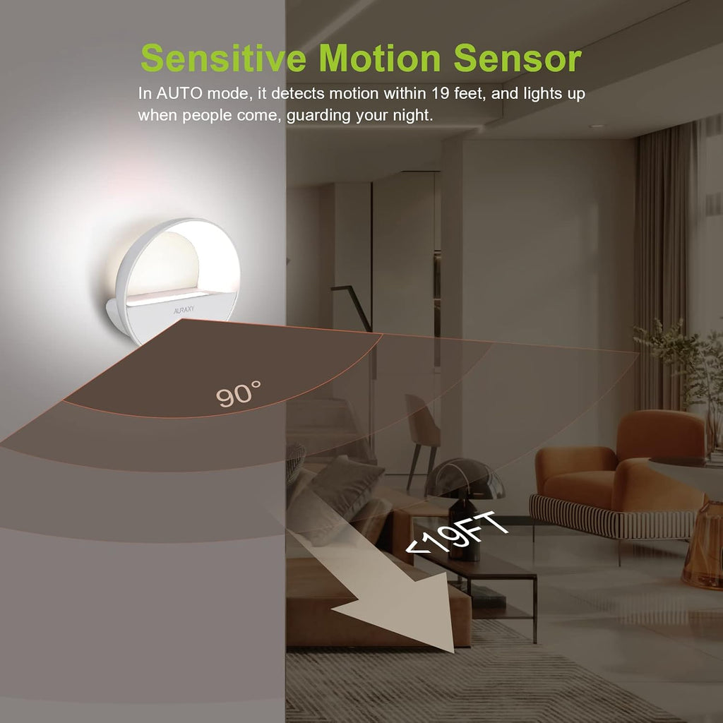 AURAXY Rechargeable Motion Sensor Night Light, Battery Night Lights LED Cool White Magnetic Stick-on Motion Sensored Hallway Light, with…
