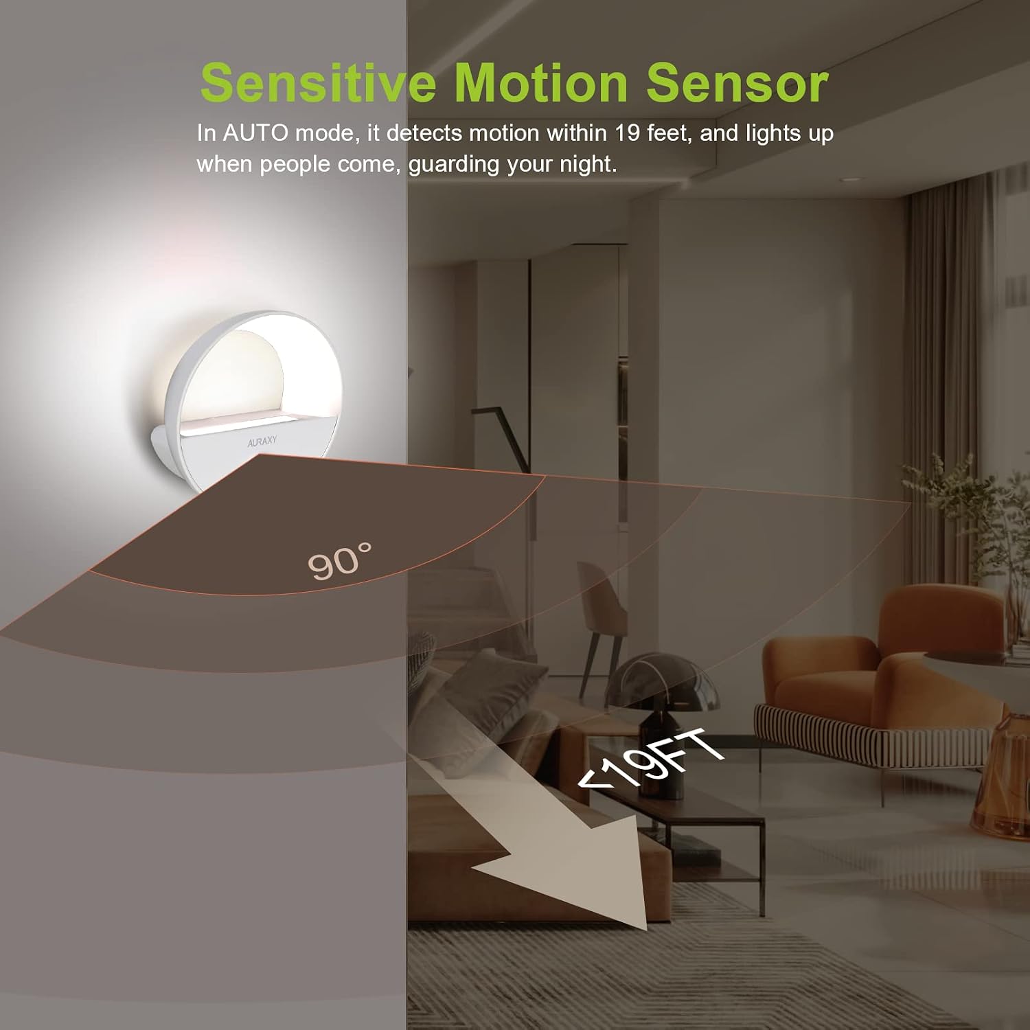 AURAXY Rechargeable Motion Sensor Night Light, Battery Night Lights LED Cool White Magnetic Stick-on Motion Sensored Hallway Light, with…