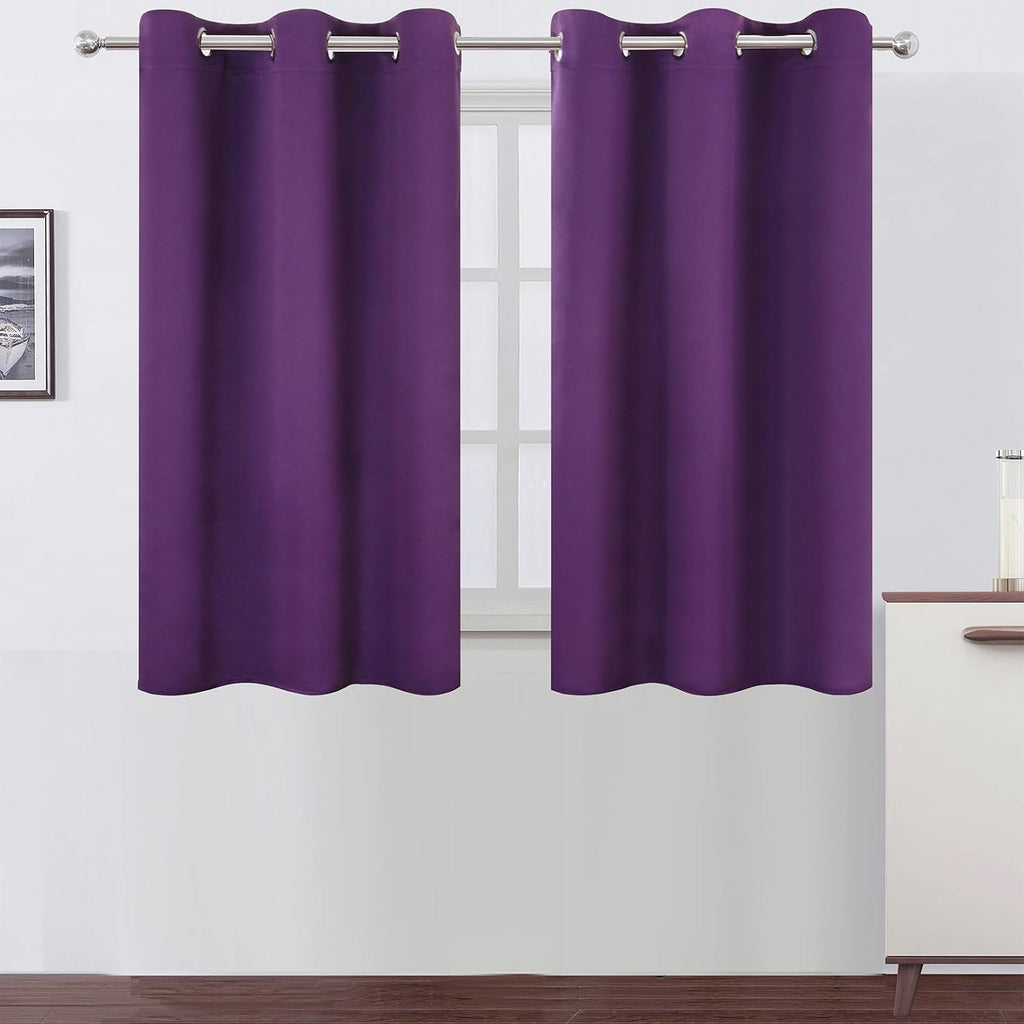 Lemomo Purple Blackout Curtains 42 x 54 Inch Length Set of 2 Panels Grommet Bedroom Curtains for Living Room 54 Inch silver