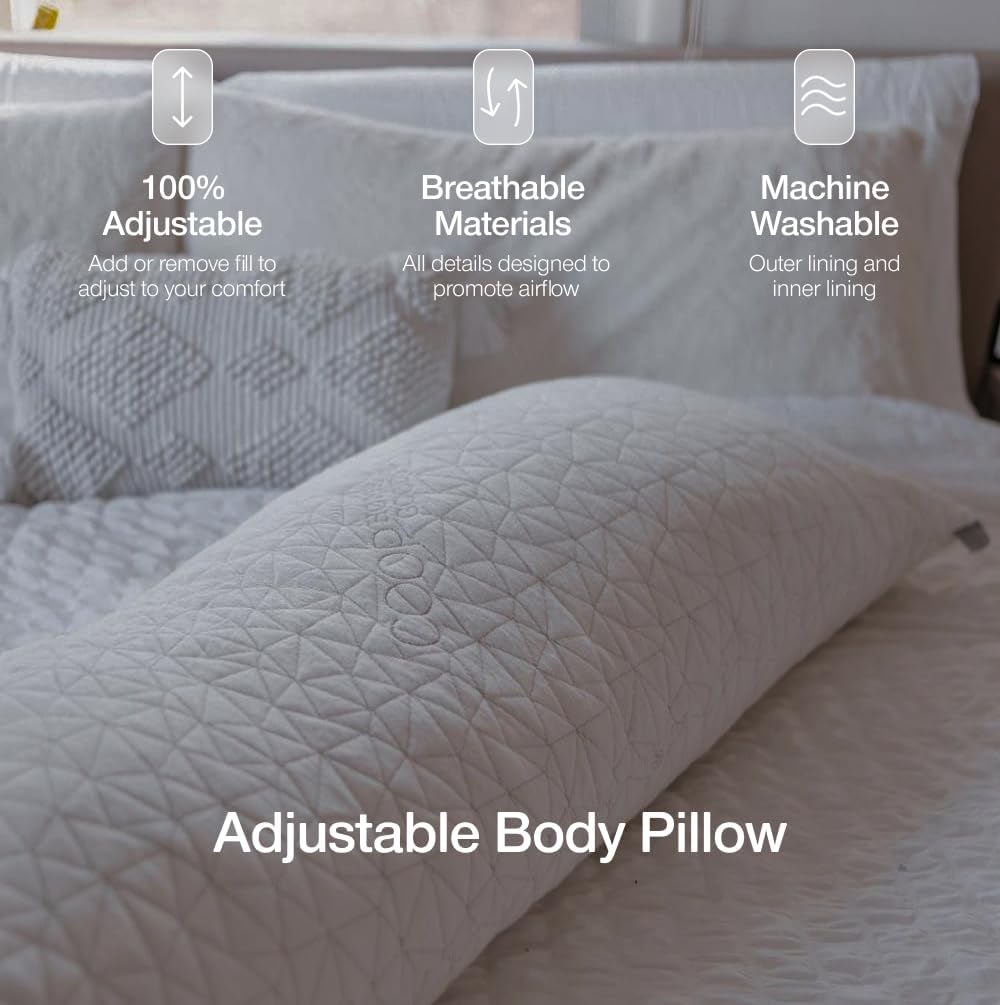 Coop Home Goods Original Adjustable Body Pillow (20x54) and Ultra-Tech Waterproof Pillow Protector Bundle for Pregnancy, Full Body…