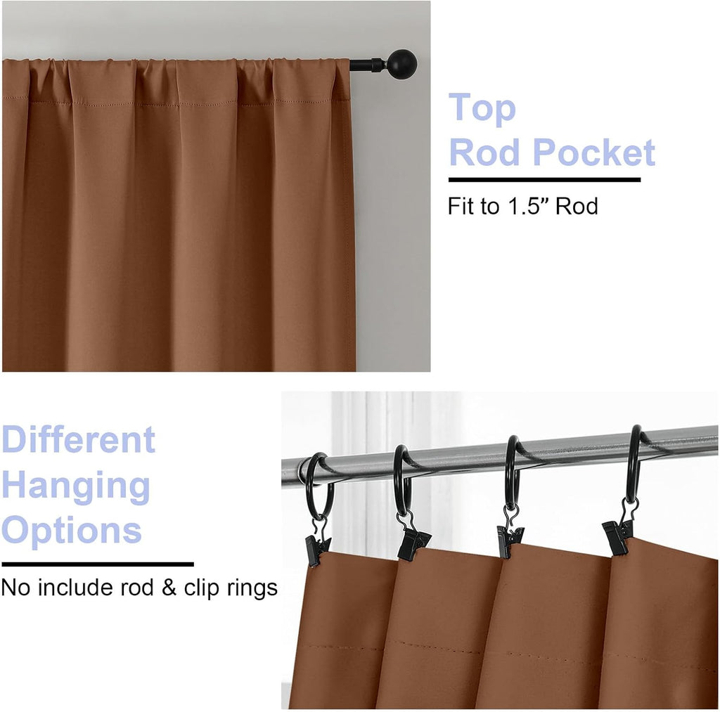 Simplebrand Ava Sun Baked Blackout Curtains for Bedroom 90 Inches Long 2 Panels Set, Solid Privacy Energy Saving Living Room Window Treatme…