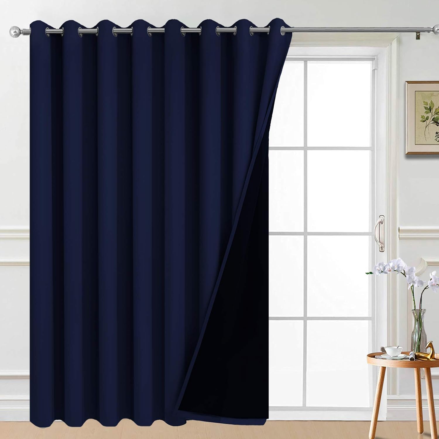 Yakamok 100% Blackout Sliding Door Curtains, Thermal Insulated Grommet Full Light Shading Sliding Door Drape Room Divider Curtain for…