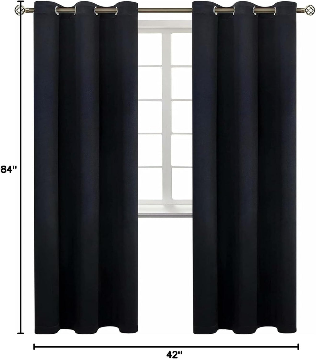 BGment Black Blackout Curtains for Living Room - Grommet Thermal Insulated Room Darkening Energy Saving Curtains for Bedroom, Set of 2 Pane…