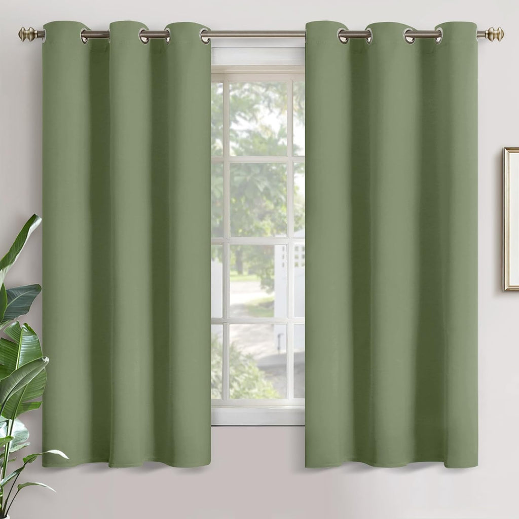 YoungsTex Olive Green Blackout Curtains 68 Inches Length - Thermal Insulated with Grommet Room Darkening Window Drapes for Living Room Bedr…