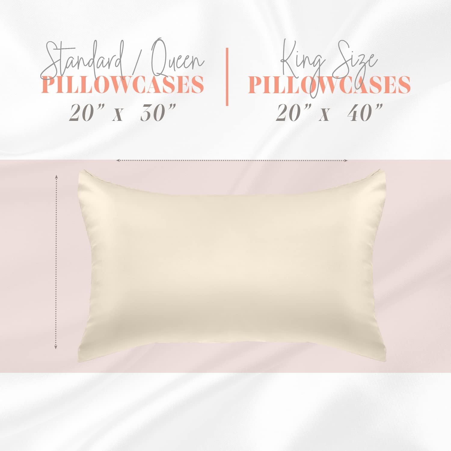 Elegantcomfort Elegant Comfort Silky and Luxurious 2-Piece Satin Pillowcase Set for Healthier Skin and Hair, Hidden Zipper Closure and Beau…
