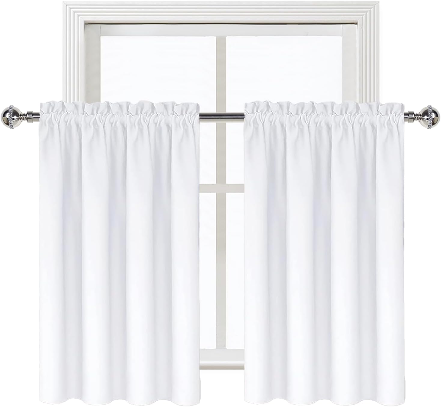 DWCN White Curtains for Living Room Thermal Insulated, 50% Light Blocking Curtains for Bedroom, Dining Room Window, W 42x L 36 Inch, Set…