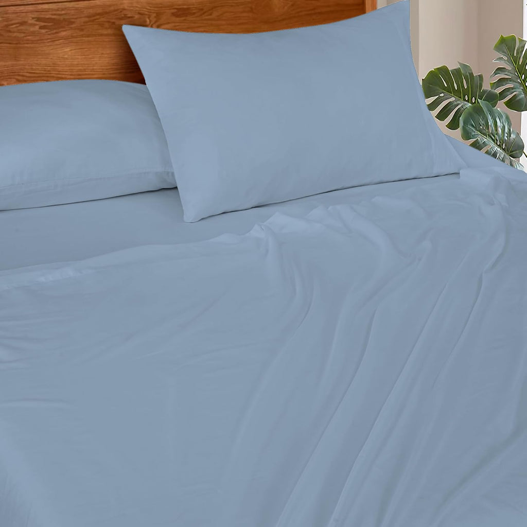 Royalelinens ROYALE LINENS 300 Thread Count Cotton Sateen Sheet Set - 4 Piece Full Bed Sheets - 1 Fitted, 1 Flat & 2 Pillow Cases - Soft Co…